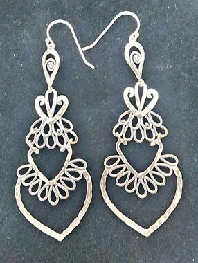 Handcrafted In Isreal Delicate Stearling Silver 925 Earrings